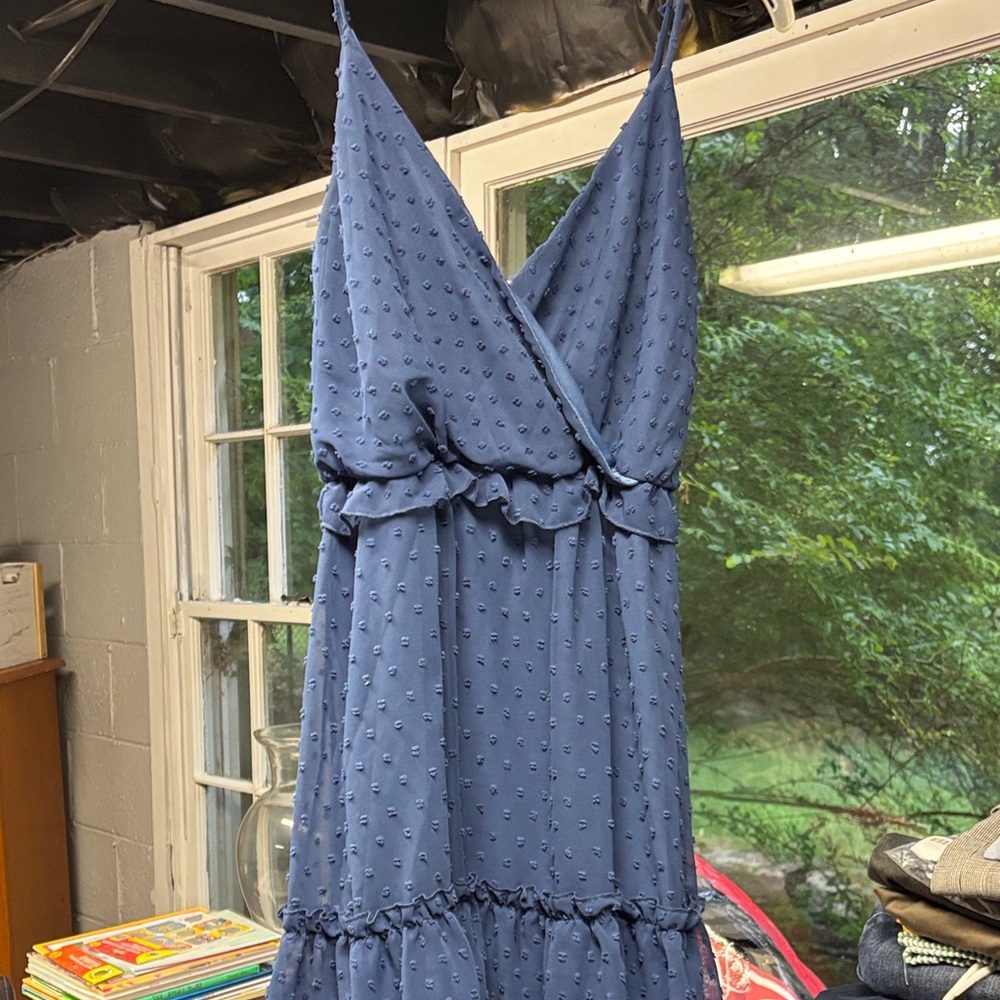 Altar'd State Blue Textured Midi Dress